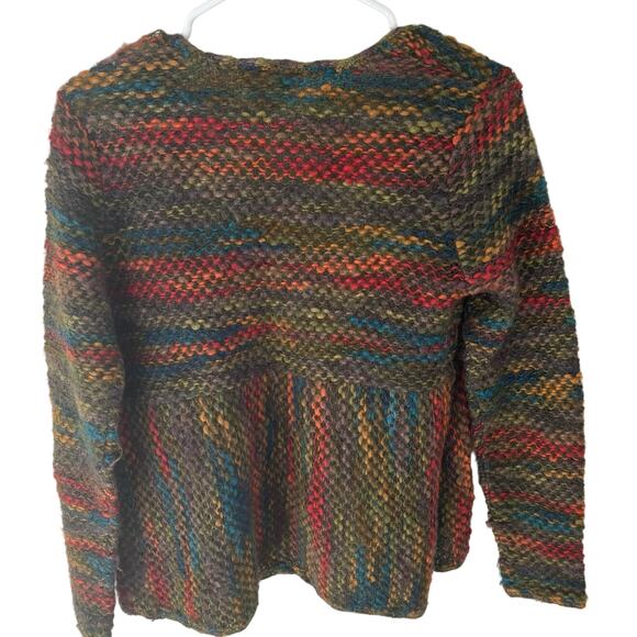 VTG Talbots Small Petite Mohair Blend Open Cardigan Rainbow Cozy Boho - Picture 8 of 8